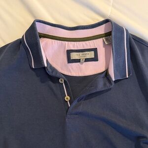Ted Baker Blue Polo with Pink Accents